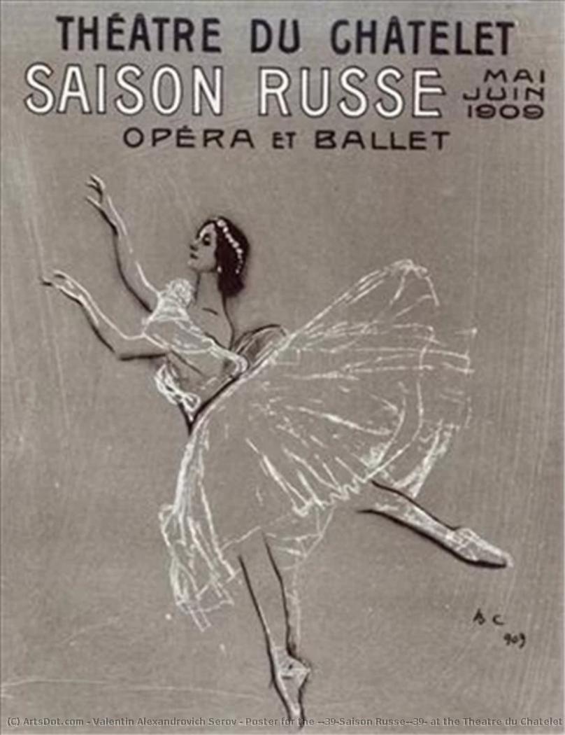 Poster For The 'saison Russe' At The Theatre Du Chatelet — Valentin Alexandrovich Serov