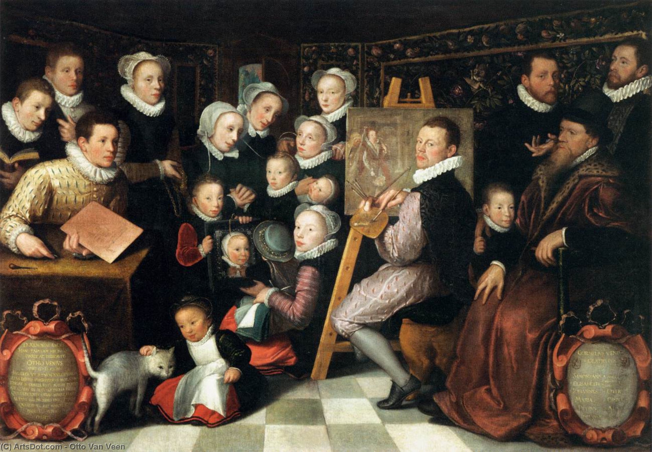 The Artist Painting, Surrounded By His Family — Otto Van Veen