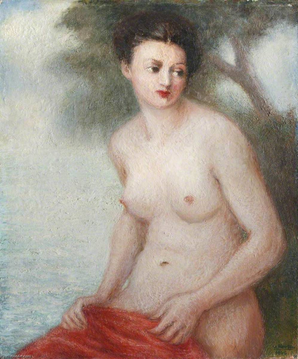 Seated Nude With A Red Towel — Georges Van Houten