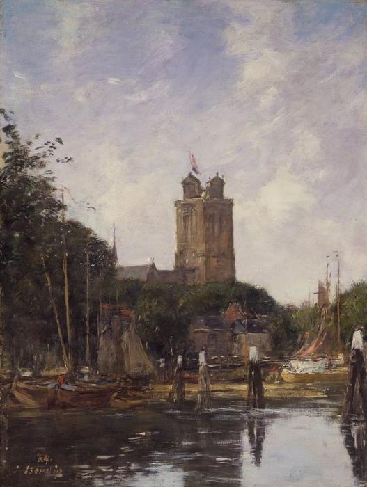 Dordrecht, The Great Church From The Canal — Eugène Louis Boudin