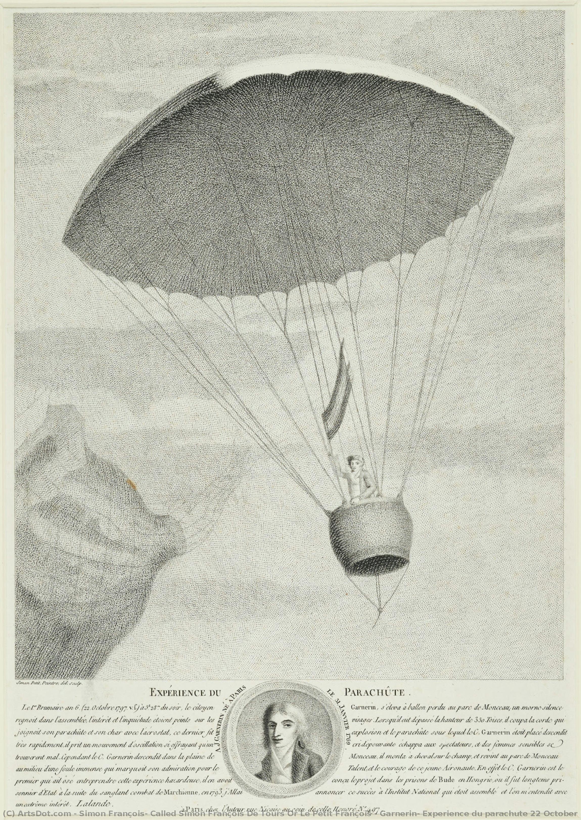 Garnerin, Experience Du Parachute 22 October 1797 — Simon Francois, Called Simon Francois De Tours Or Le Petit Francois
