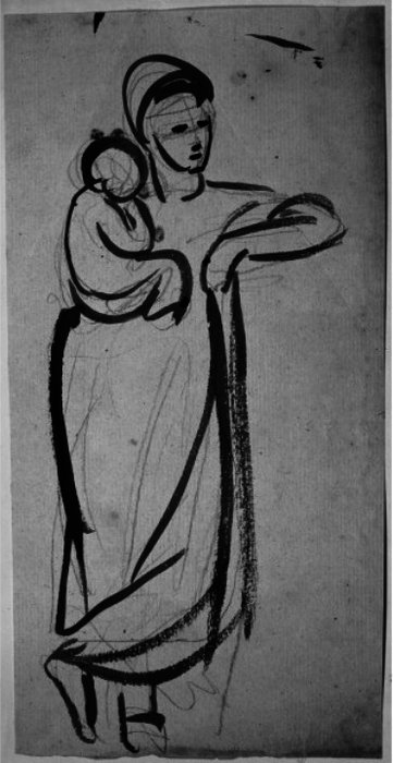 Standing Female Figure Holding A Child — George Romney