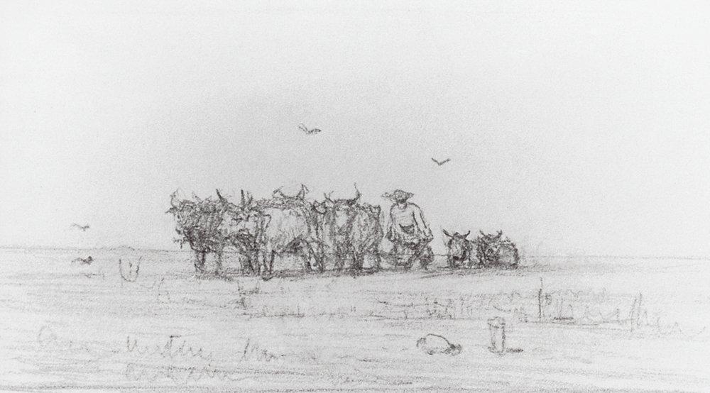 Ploughing On Oxen — Arkhip Ivanovich Kuindzhi