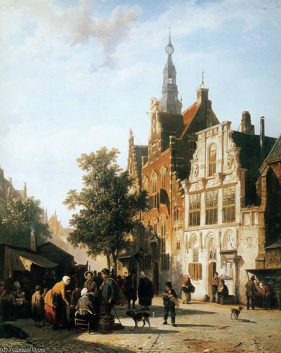Marketview With Cityhall Woerden Sun — Cornelius Springer