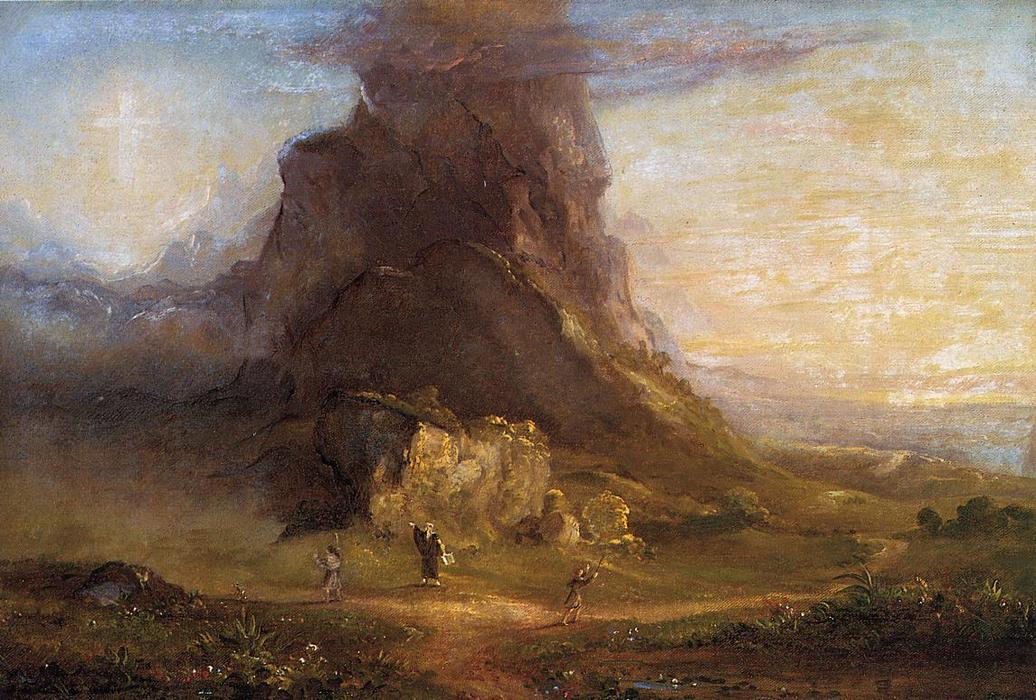 The Cross And The World: Study For 'two Youths Enter Upon A Pilgrimage - One To Cross The Other To The World — Thomas Cole