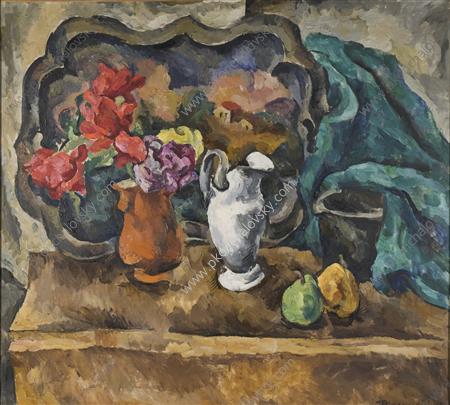 Still Life. Tray And Flowers. — Pyotr Konchalovsky