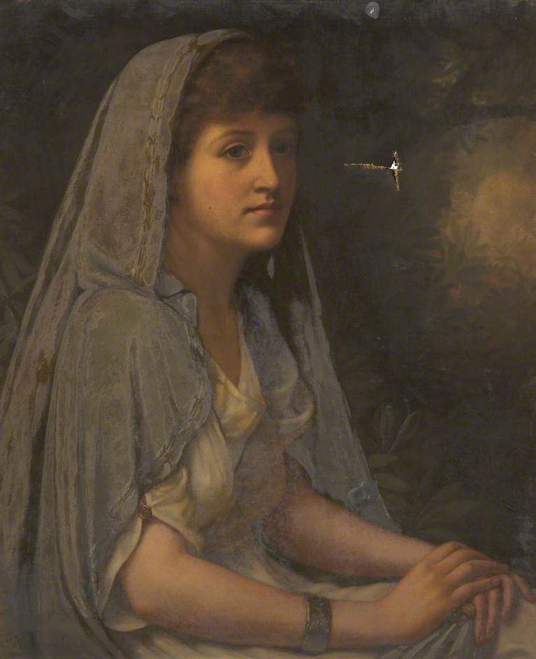 Portrait Of An Unknown Woman Wearing A Cloak — William Henry Longmaid