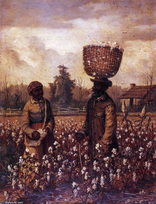 Negro Man And Woman In Cotton Field With Cabin — ウィリアム・エイキン・ウォーカー