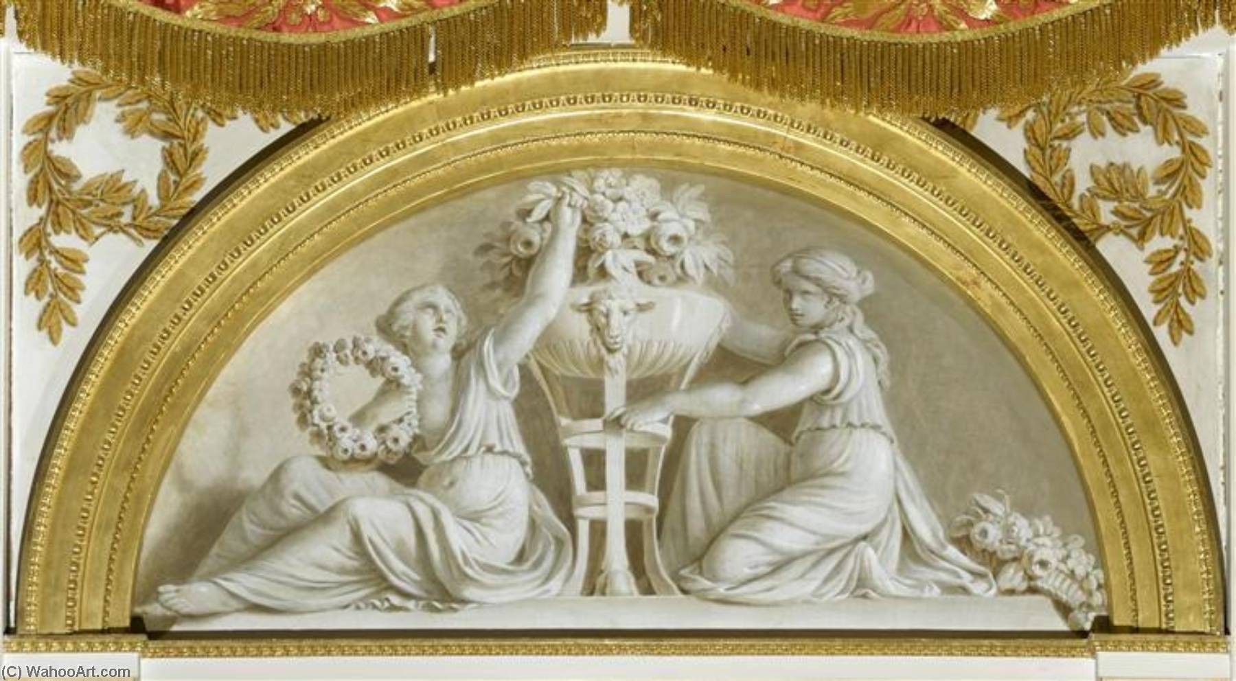Grisailles. Deux Femmes Avec Des Fleurs — Sauvage Pieter Joseph (sauvage Piat)