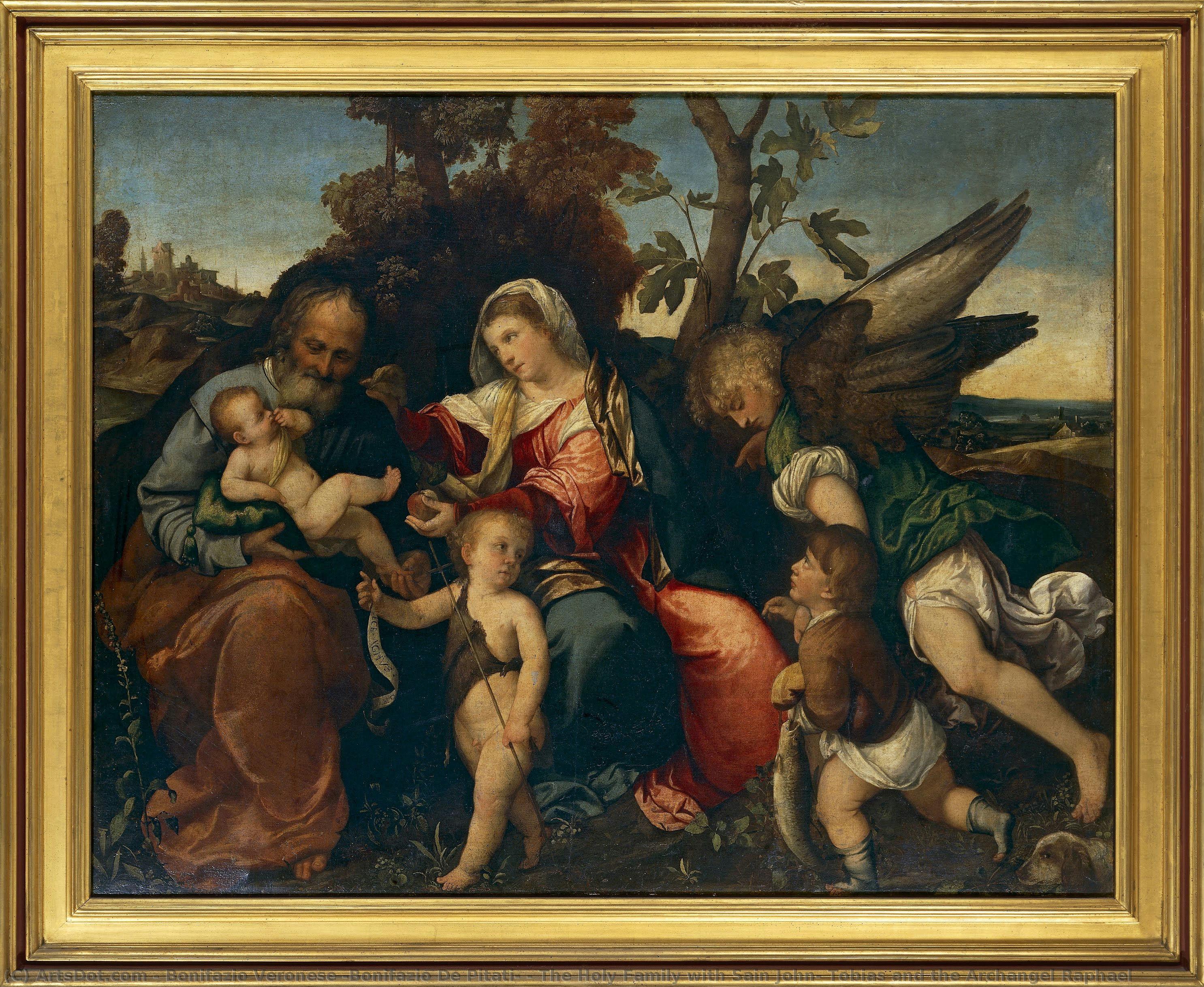 The Holy Family With Sain John, Tobias And The Archangel Raphael — Bonifazio Veronese (bonifazio De Pitati)