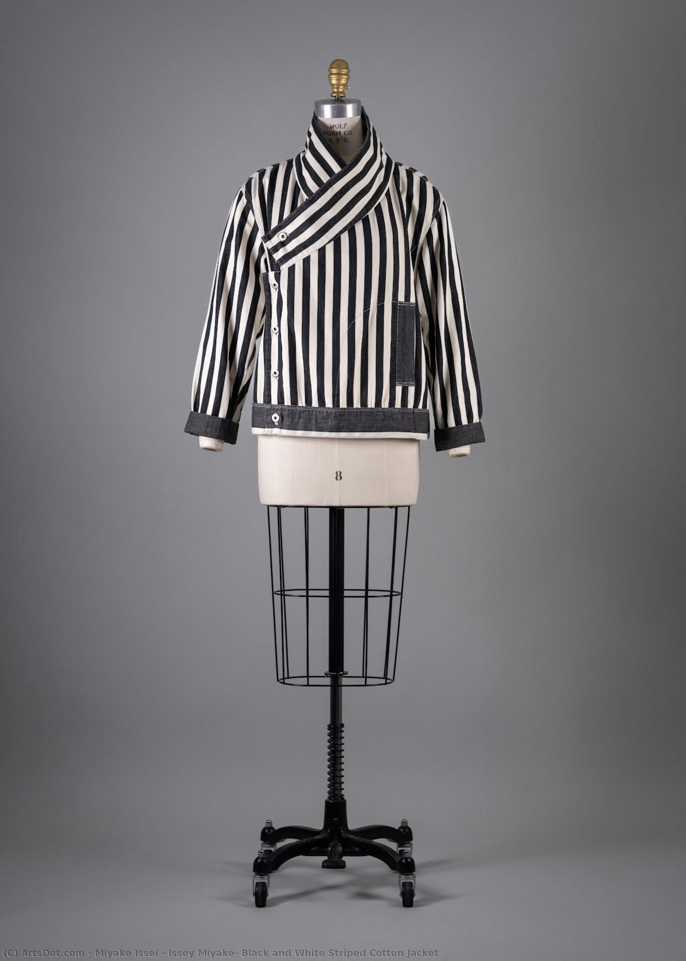 Issey Miyake, Black And White Striped Cotton Jacket — Issey Miyake