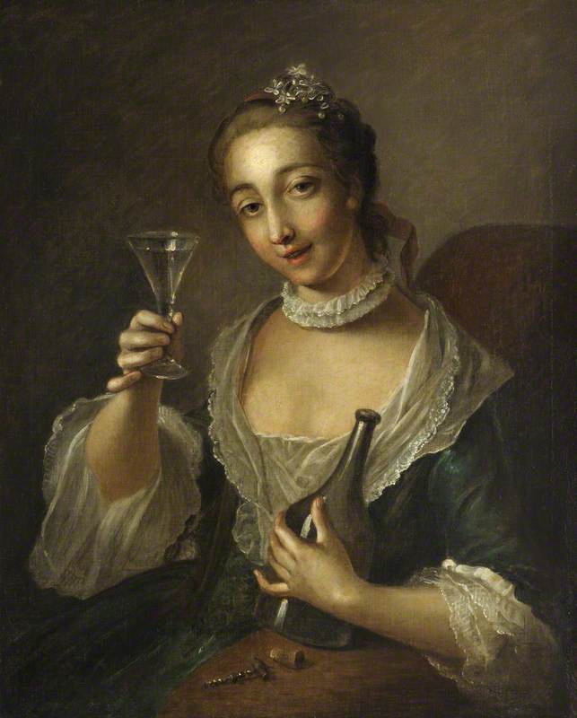 Portrait Of A Girl With A Bottle And A Glass — Philippe Mercier