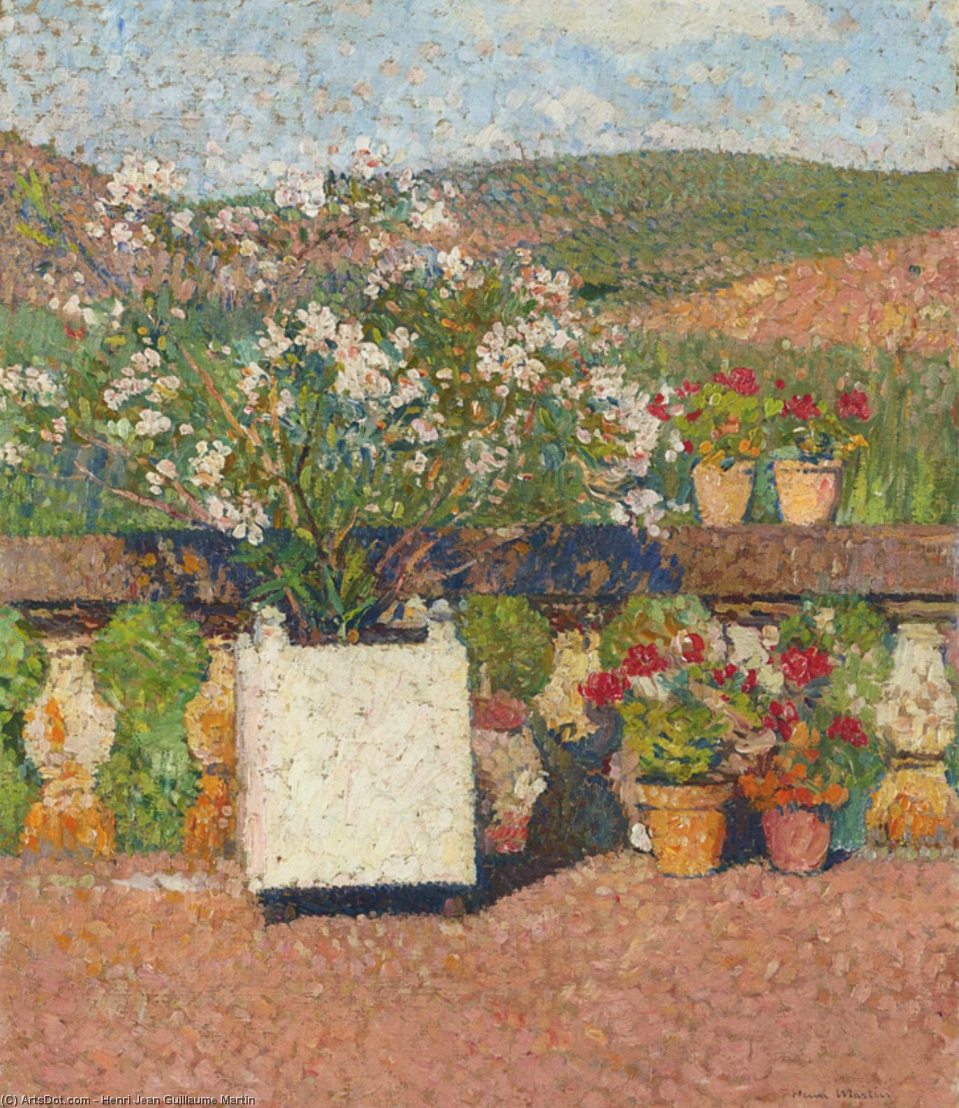 Roses And Geraniums On The Terrace At Marquayrol — Henri Jean Guillaume Martin