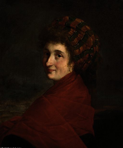 Portrait Of A Lady, Bust-length, In A Turban And A Red Shawl — Henri Pierre Danloux