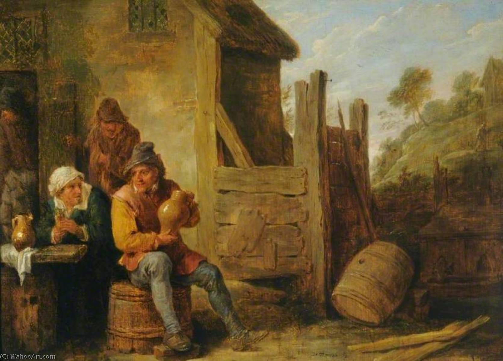 Exterior Of An Inn Peasants Drinking — David Teniers Der Jüngere
