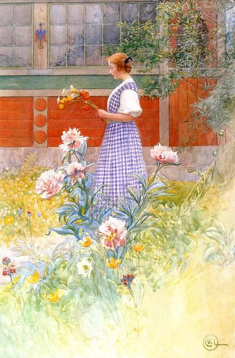 Lisbeth And Peonies — Carl Larsson