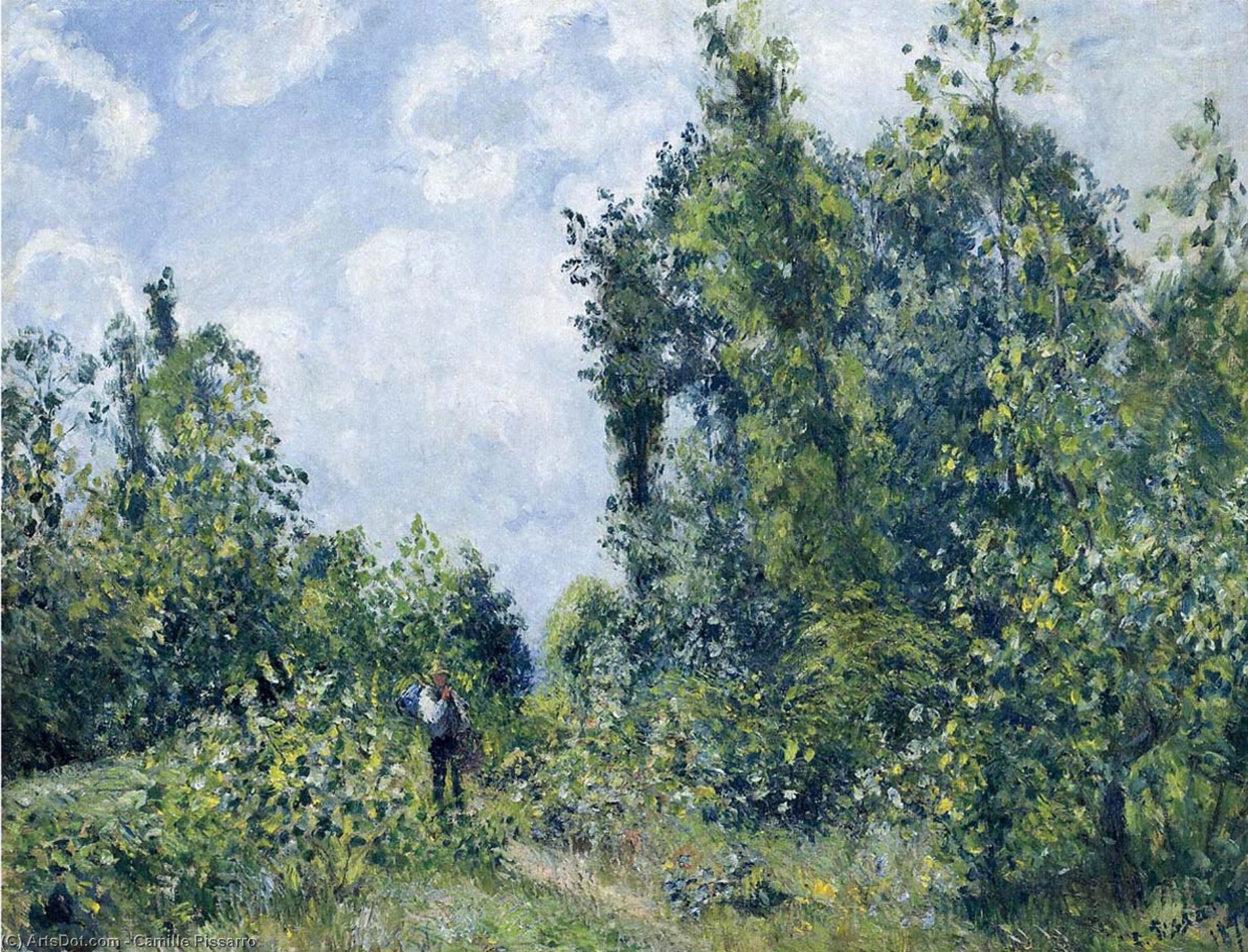 Wanderer Near The Wood — Camille Pissarro