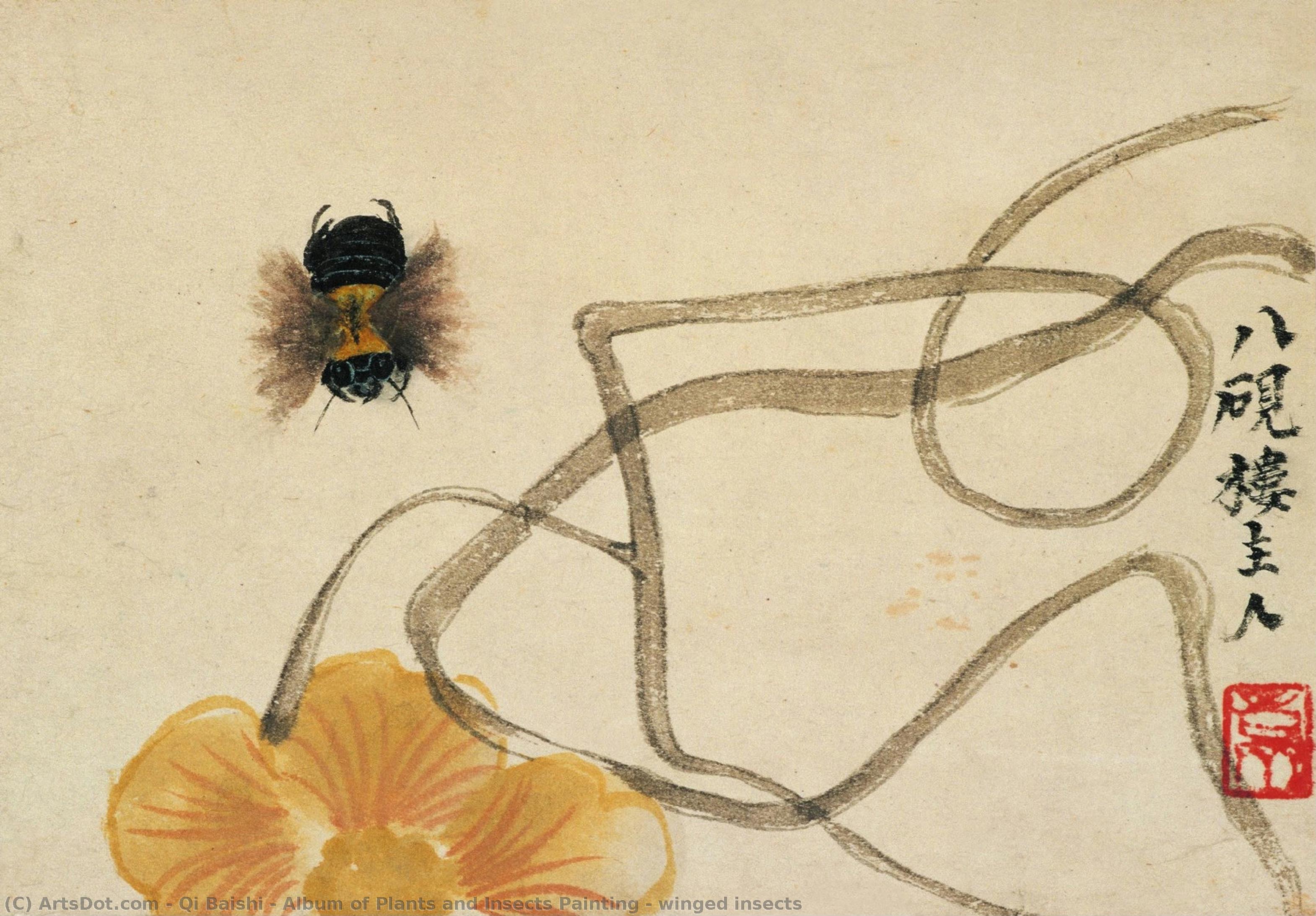 Album Of Plants And Insects Painting - Winged Insects — Qi Baishi