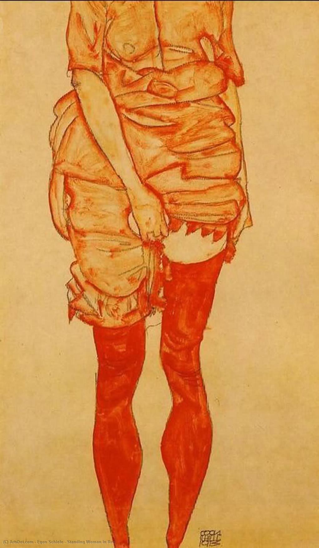 Standing Woman In Red — Шиле