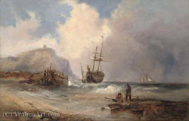 Beaching The Brig Before The Approaching Squall — Edwin Hayes