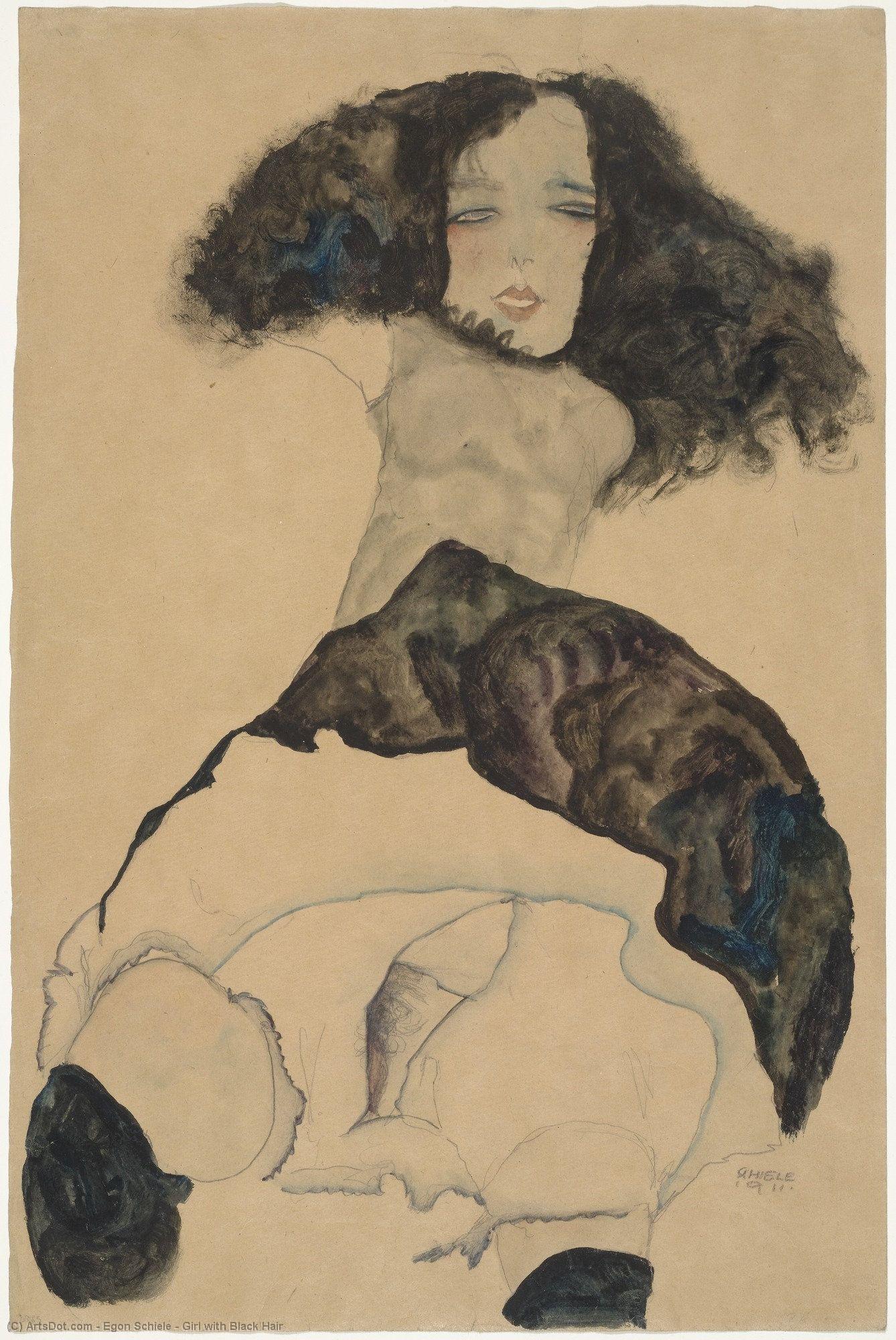 Girl With Black Hair — Egon Schiele