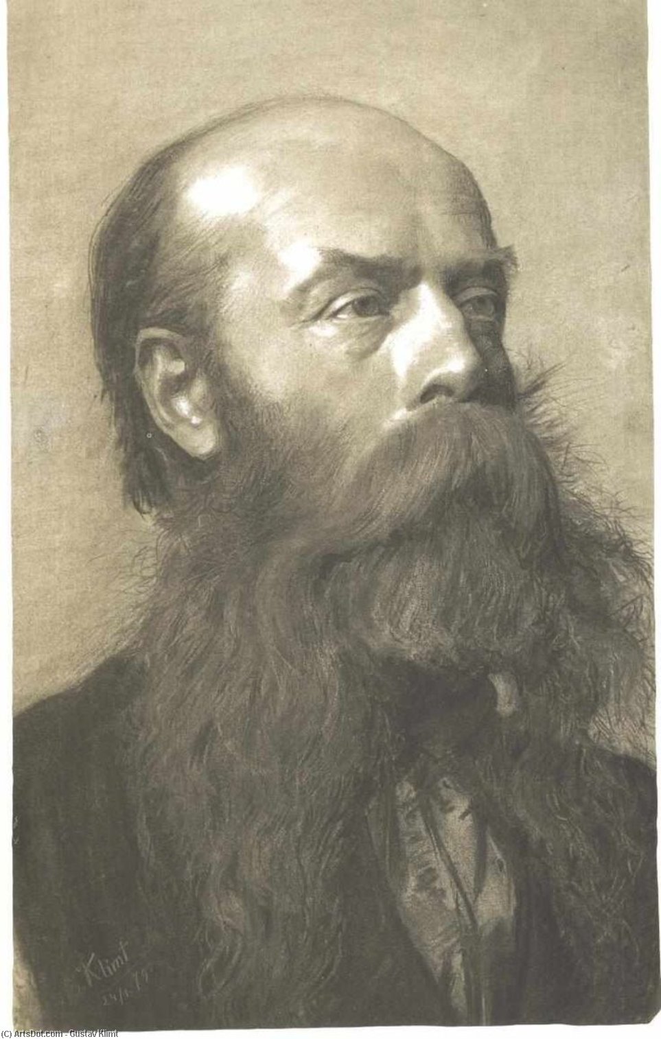 Retrato De Un Hombre Con Barba En Tres Cuartos De Perfil — Gustav Klimt