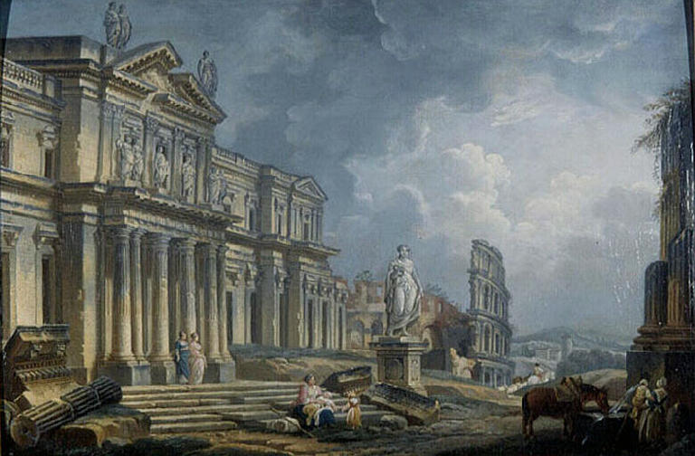 Caprice Architectural Avec Le Château De Clagny À Versailles — Pierre Antoine De Machy