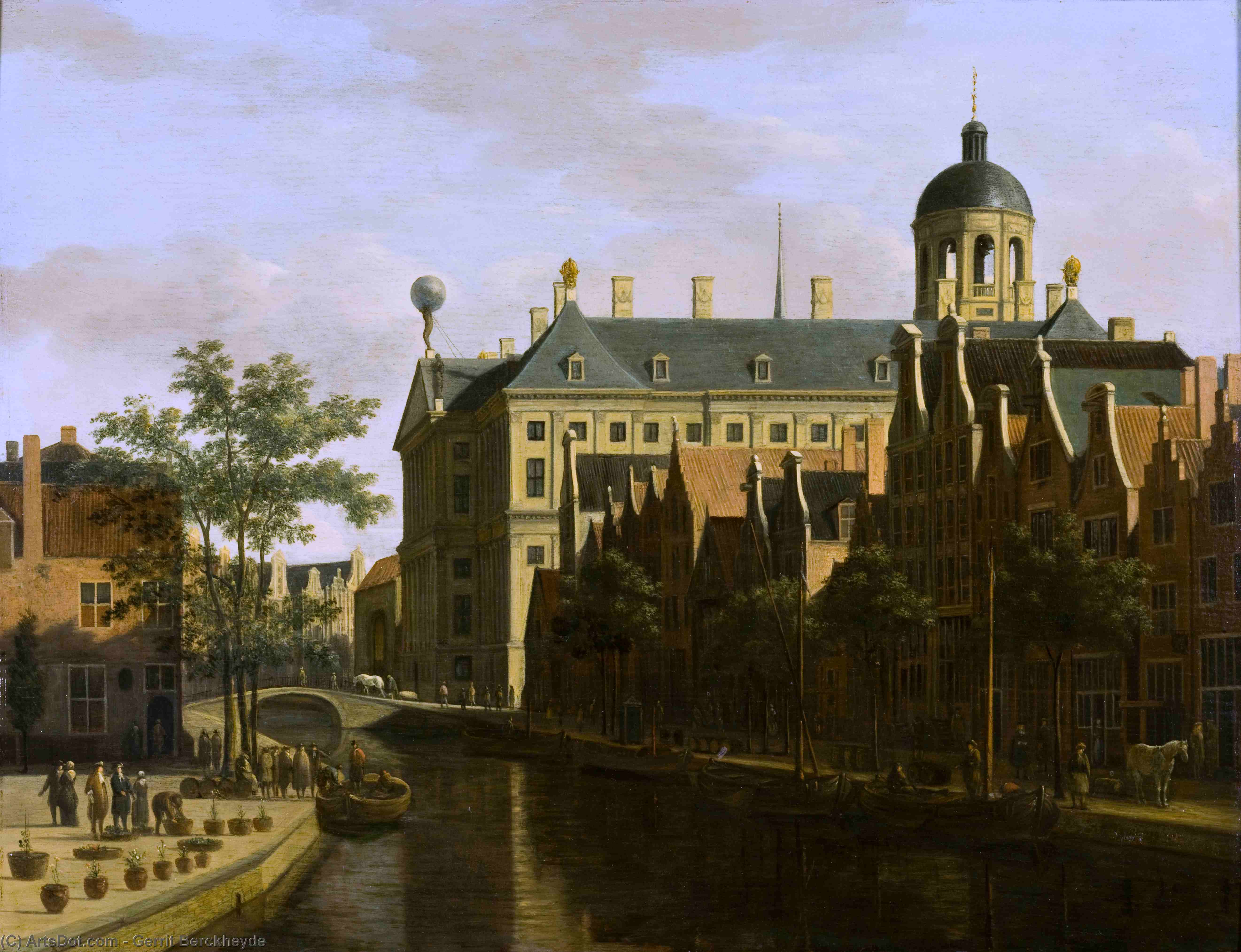 The Nieuwezijds Voorburgwal With The Flower Market In Amsterdam — Gerrit Adriaenszoon Berckheyde