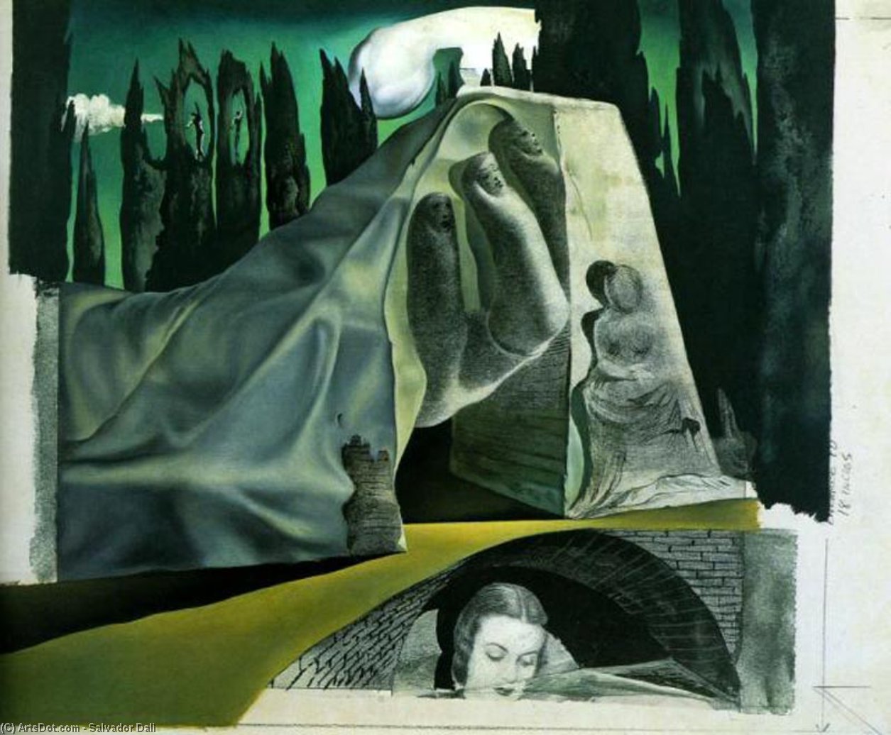 Estudio Para Telón De Fondo, C. 1950 — Salvador Dalí