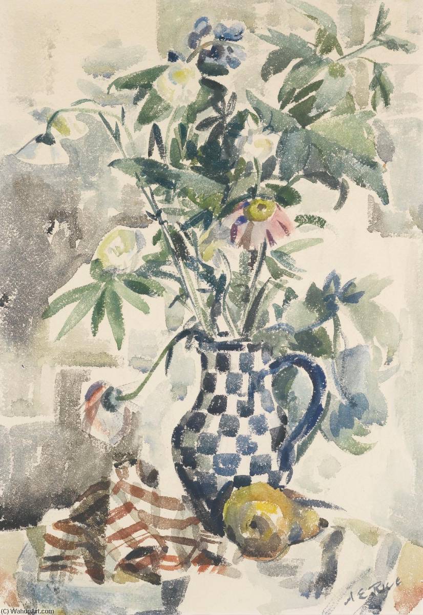 Still Life Of Blue And White Chequered Vase — Anne Estelle Rice