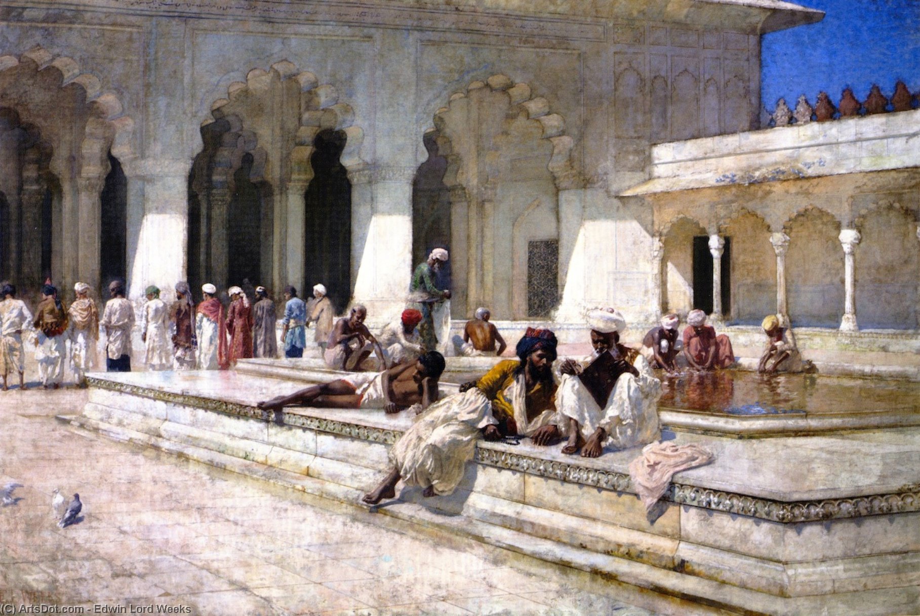 The Hour Of Prayer At Moti Mushid (the Pearl Mosque), Agra — Edwin Lord Weeks