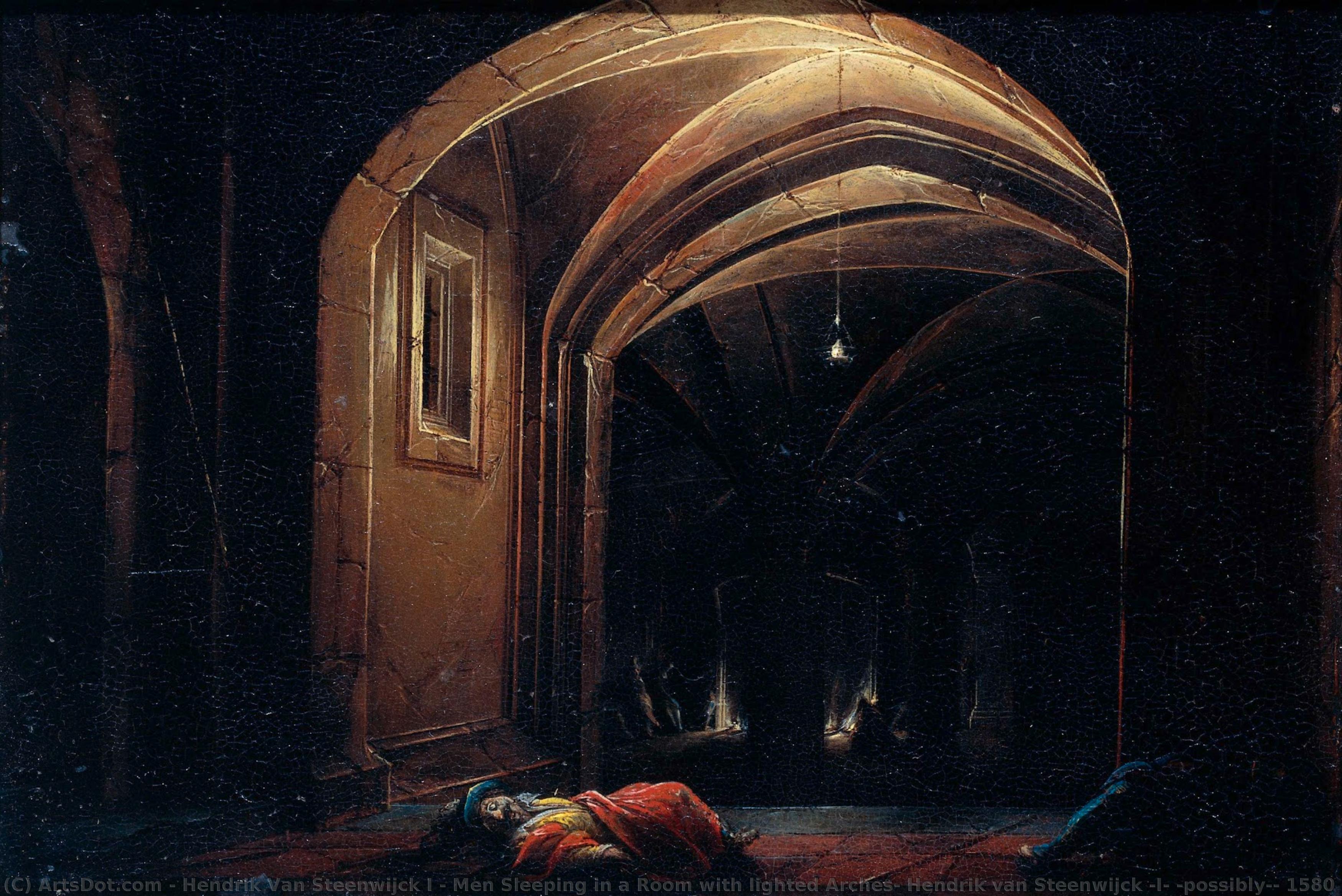 Men Sleeping In A Room With Lighted Arches, Hendrik Van Steenwijck (i) (possibly), 1580 - 1630 — Hendrik Van Steenwijck I