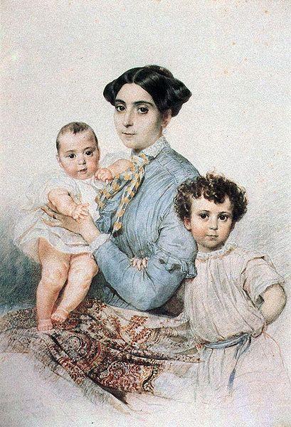 Porträt Von Teresa Michele Tittoni Mit Seinen Söhnen — Karl Pavlovich Bryullov