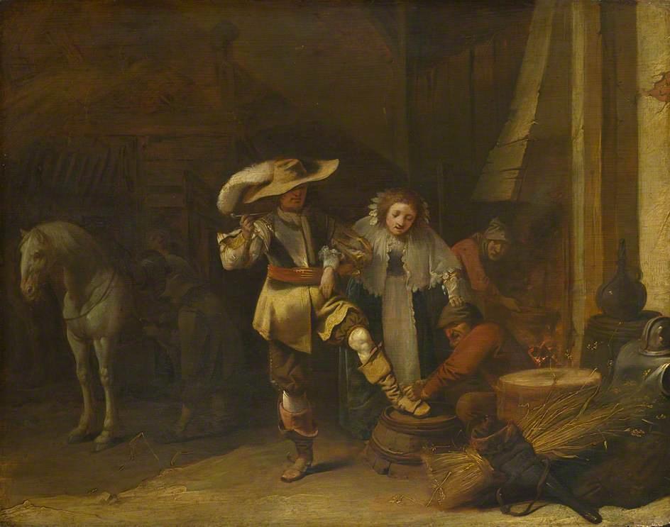 A Man And A Woman In A Stableyard — Pieter Jansz. Quast