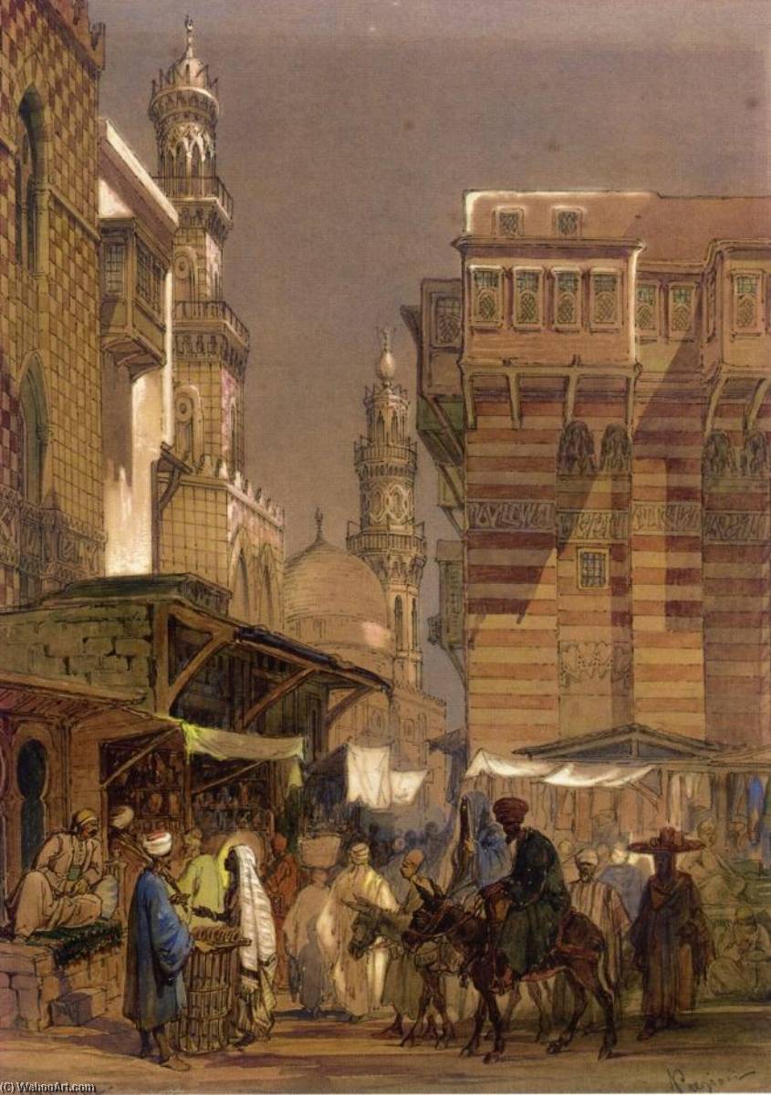 Market Day On The Mu'izz Id Din Li Lah, Old Cairo — Count Amadeo Preziosi