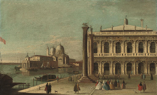 The Piazzetta, Venice, With The Libreria, The Entrance To The Grand Canal With The Dogana And Santa Maria Della Salute — Apollonio Domenichini (maestro Della Fondazione Langmatt)