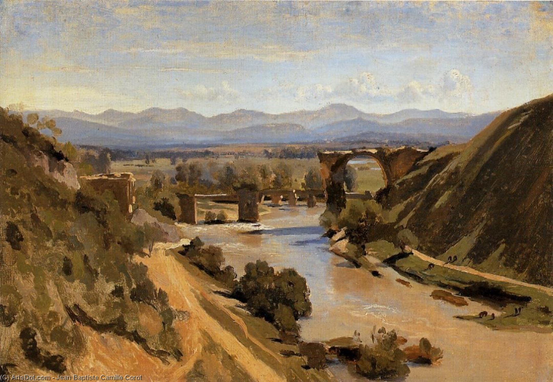 Narni - The Ponte Augusto Over The Nera — Jean-baptiste-camille Corot