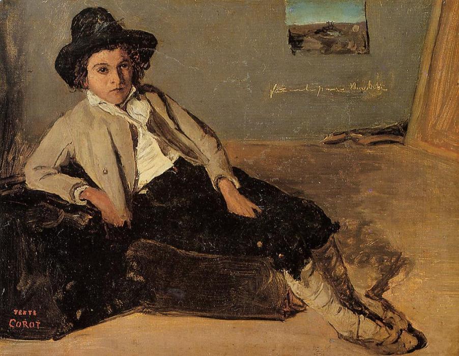 Italian Youth Sitting In Corot's Room In Room — Jean-baptiste-camille Corot