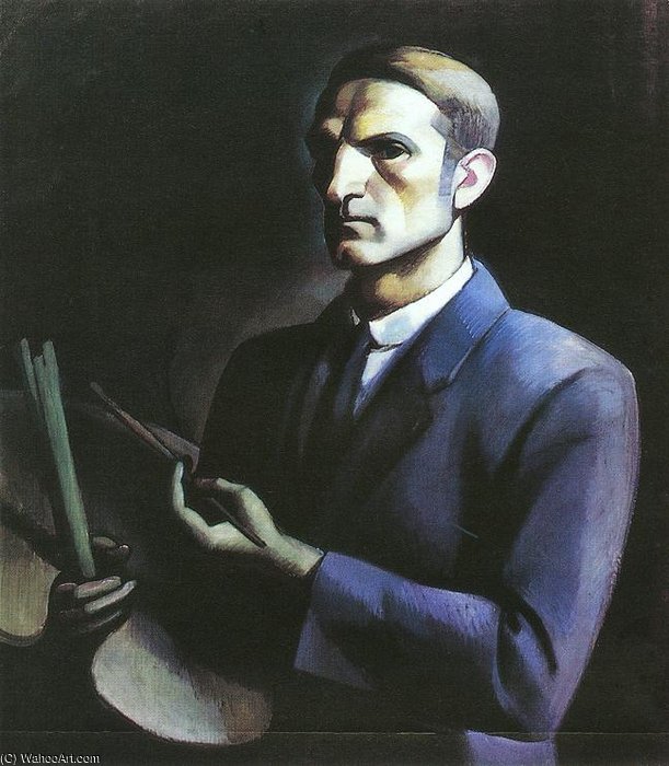 Self-portrat With Palette — Janos Kmetty