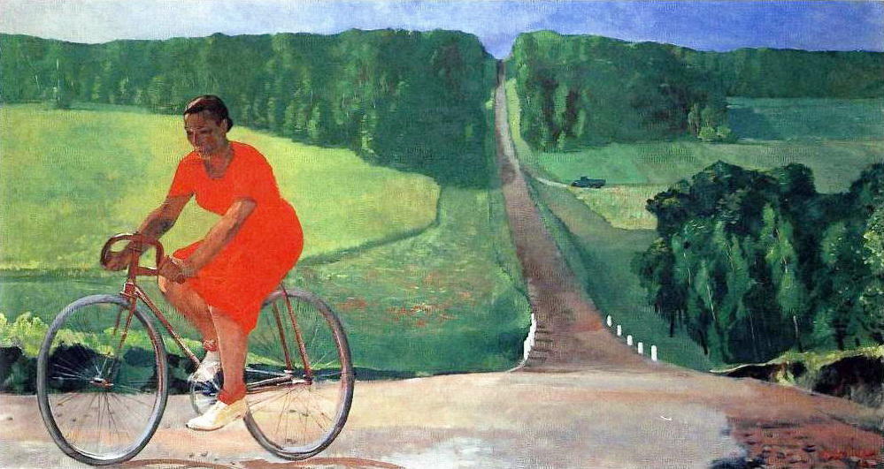Collective Farm Girl On A Bike — Aleksandr Deyneka