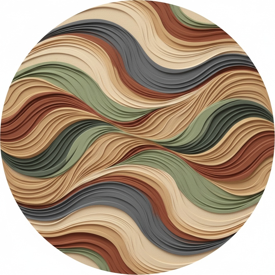 Eternal Strata: A Meditative Tondo Of Rhythmic Earth And Serene Undulating Waves — Laurent Fabre