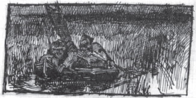 Sketch Of Two Hunters In Boat — Nicholas Roerich