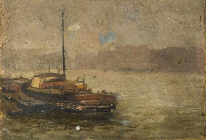 A River Scene With A Tug — Sir Alfred James Munnings
