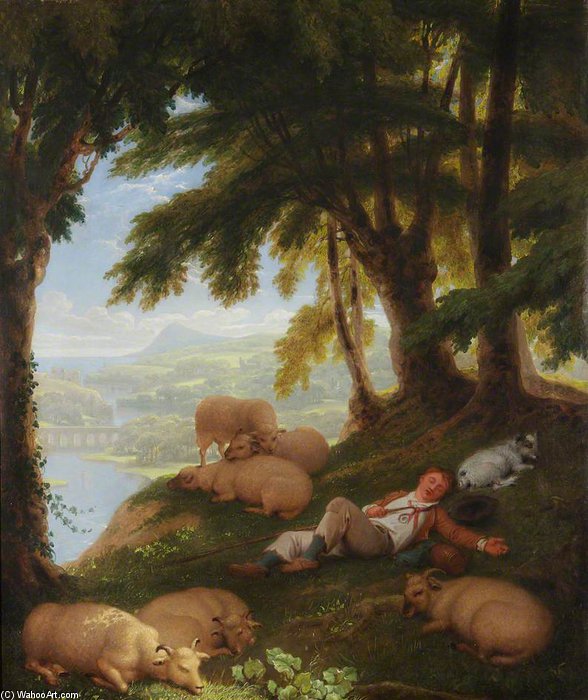 Shepherd And Sheep On A Hillside — William Frederick Witherington