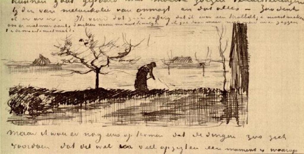 Stooping Woman In Landscape — Vincent Willem Van Gogh