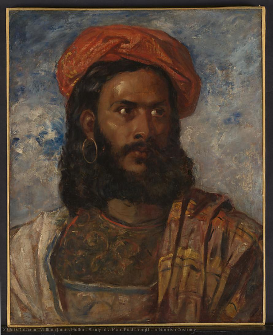 Study Of A Man, Bust-length, In Moorish Costume — William James Müller