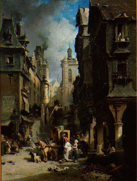 Street Scene At Morlaix — Jules Achille Noel
