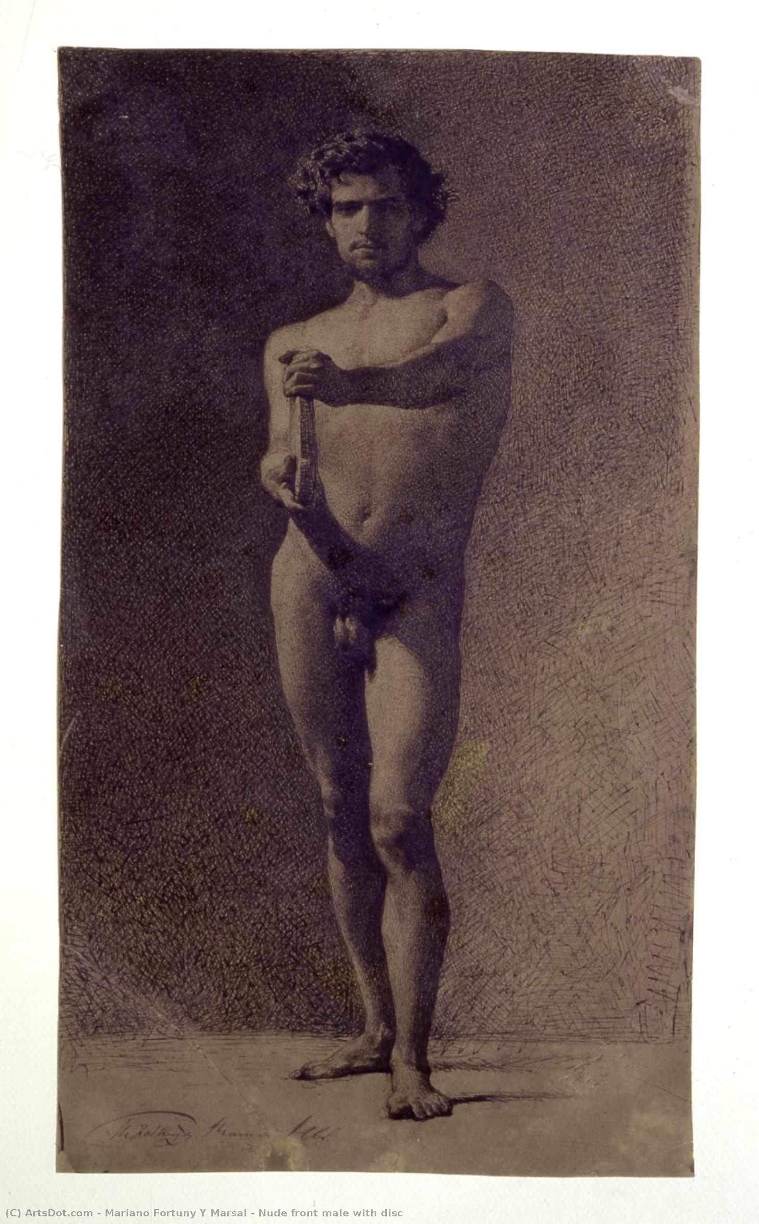 Nude Front Male With Disc — Mariano Fortuny Y Marsal