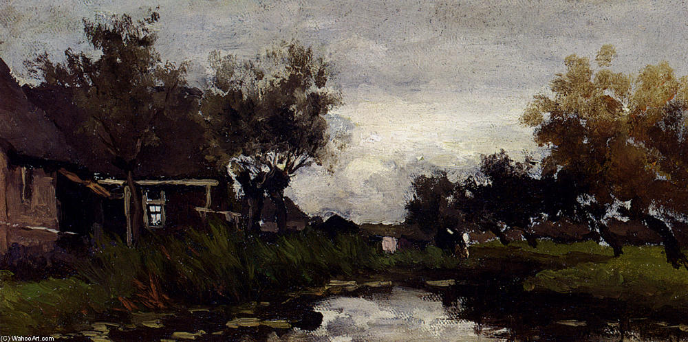 Farmhouses On The Waterfront — Johan Hendrik Weissenbruch