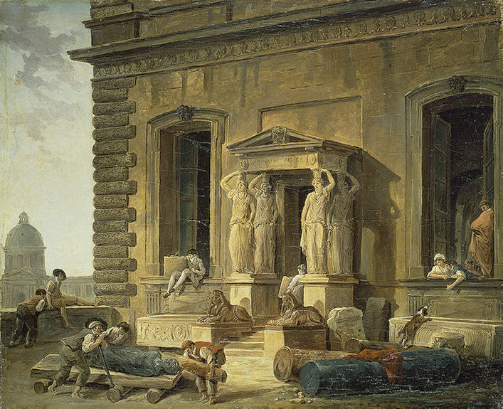 Palace Porch With A Portico And Caryatids — Hubert Robert